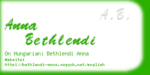 anna bethlendi business card